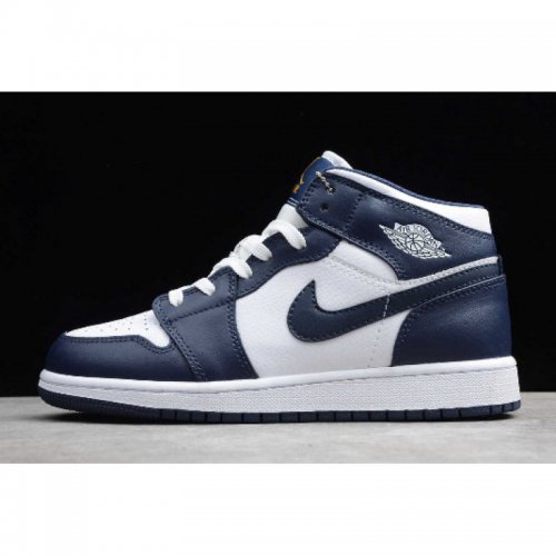 2019 Air Jordan 1 Mid "Obsidian" White/Obsidian-Metallic Gold 55