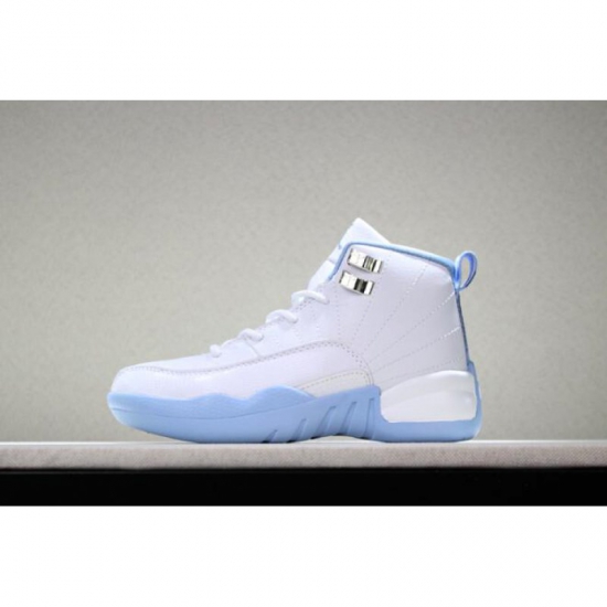 Kid's Air Jordan 12 "Melo" White/Metallic Gold-University Blue - Click Image to Close