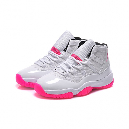 Women's Air Jordan 11 GS White Pink Black Shoes For Sale - Click Image to Close