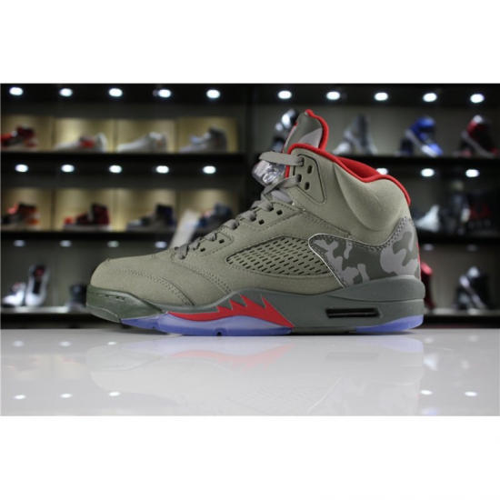 Mens and Womens Air Jordan 5 "Camo" Dark Stucco/University Red 1 - Click Image to Close