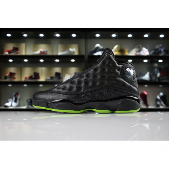 Men's Air Jordan 13 "Altitude" Black/Altitude Green 414571-042 F - Click Image to Close