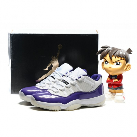 Men's Air Jordan 11 Low "Lakers" White/Purple Custom by KIXAR - Click Image to Close