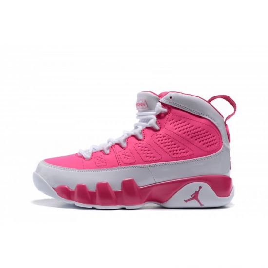 Women's Air Jordan 9 GS Peach Pink/White Basketball Shoes - Click Image to Close