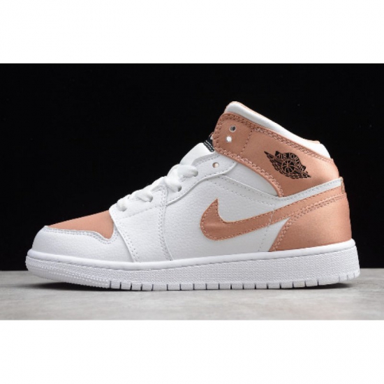 2019 Air Jordan 1 Mid GS White Rose Gold 555112-190 - Click Image to Close