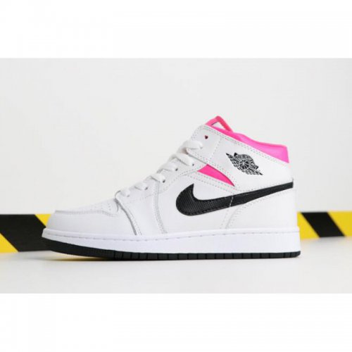 Air Jordan 1 Mid GS "Hyper Pink" White/Black-Hyper Pink 555112-1