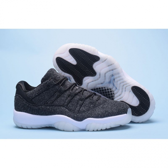 New Air Jordan 11 Low "Wool" Dark Grey/Metallic Silver-Black Bas - Click Image to Close