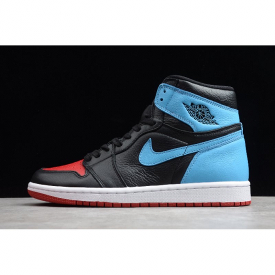 2020 Air Jordan 1 High OG "UNC To Chicago" Black/Dark Powder Blu - Click Image to Close