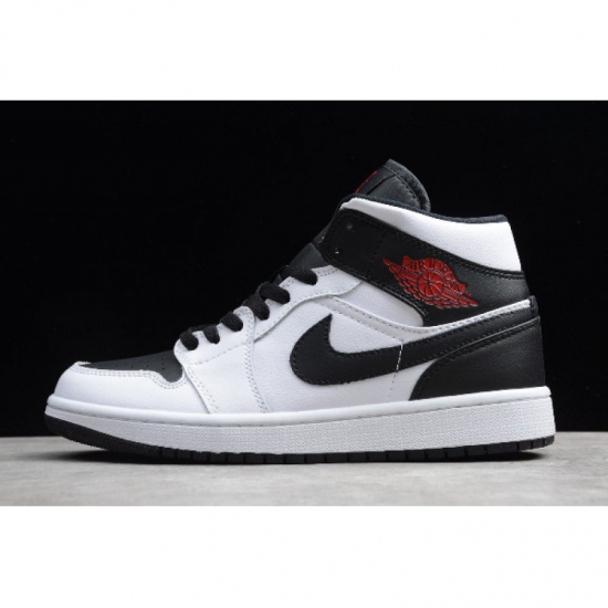 2019 Air Jordan 1 Mid "Reverse Black Toe" White/Black-Gym Red BQ - Click Image to Close