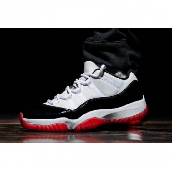 2020 Air Jordan 11 Low "White Bred" White/University Red-Black-T - Click Image to Close
