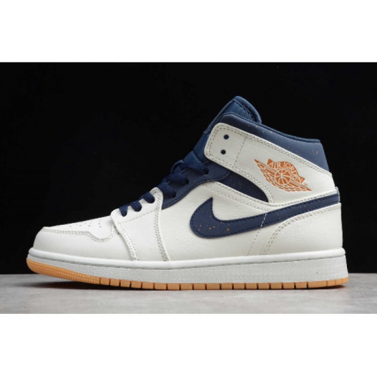 2019 Air Jordan 1 Mid "Jeter" Sail/Bronze-College Navy AH6342-10 - Click Image to Close