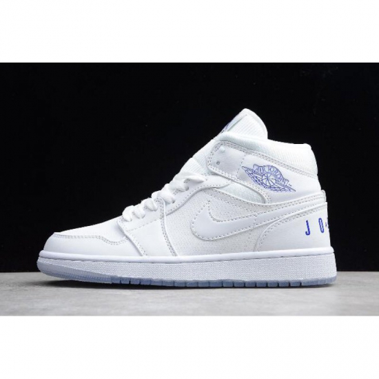 Air Jordan 1 Mid Premium "Pure White" White/Concord White BQ6578 - Click Image to Close