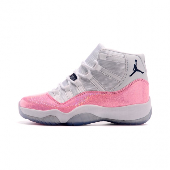 New Air Jordan 11 GS White Pink Black Basketball Shoes - Click Image to Close