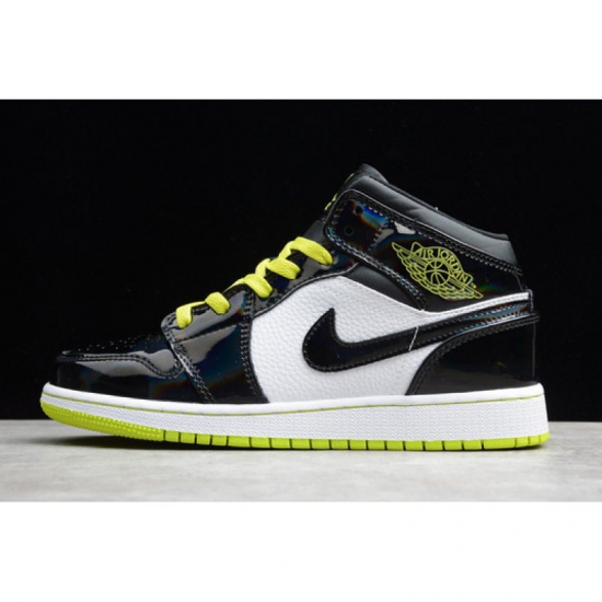 2019 Air Jordan 1 Mid SE GS Black Cyber Mystic Green BQ6931-003 - Click Image to Close