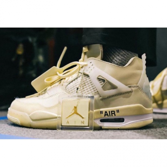 2020 New Off-White x Air Jordan 4 Sail/Muslin-White-Black For Sa - Click Image to Close