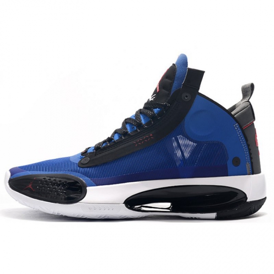 2019 Air Jordan 34 XXXIV Loyal Blue/White-Habanero Red-Black For - Click Image to Close