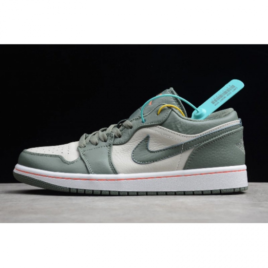 2019 Air Jordan 1 Low "Military Green" White/Hyper Crimson-Light - Click Image to Close