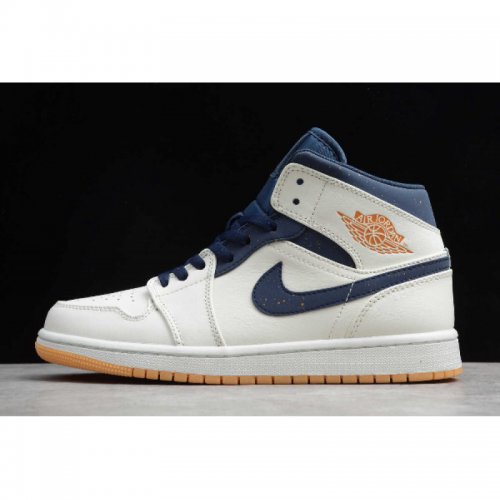 2019 Air Jordan 1 Mid "Jeter" Sail/Bronze-College Navy AH6342-10