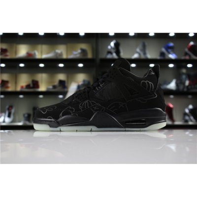 Mens KAWS x Air Jordan 4 "Cool Black" glow-in-the-dark outsole