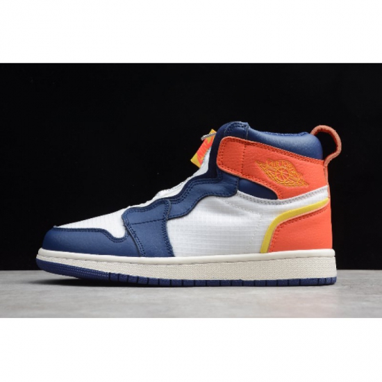 2020 Mens and WMNS Air Jordan 1 High Zip Sail/Bright Citron-Blue - Click Image to Close