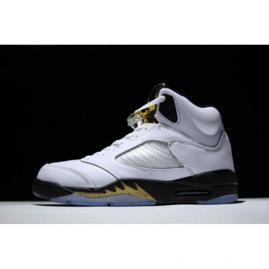 New Air Jordan 5 Retro "Olympic" White/Black-Metallic Gold Coin - Click Image to Close