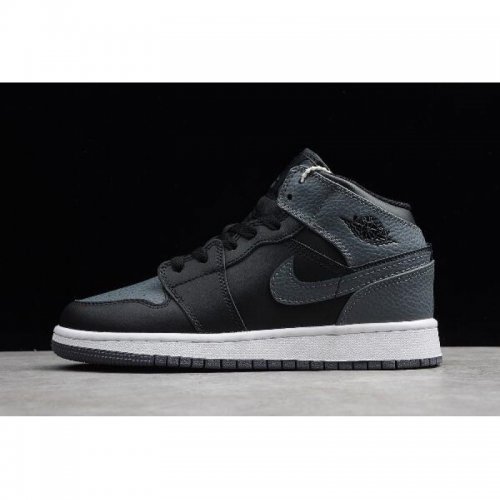 Air Jordan 1 Mid GS Black/Dark Grey-Summit White 554725-041