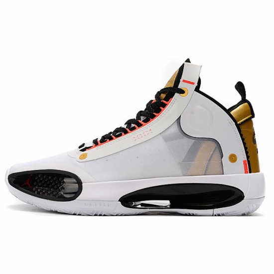 2020 Air Jordan 34 XXXIV White/Metallic Gold-Black For Sale - Click Image to Close