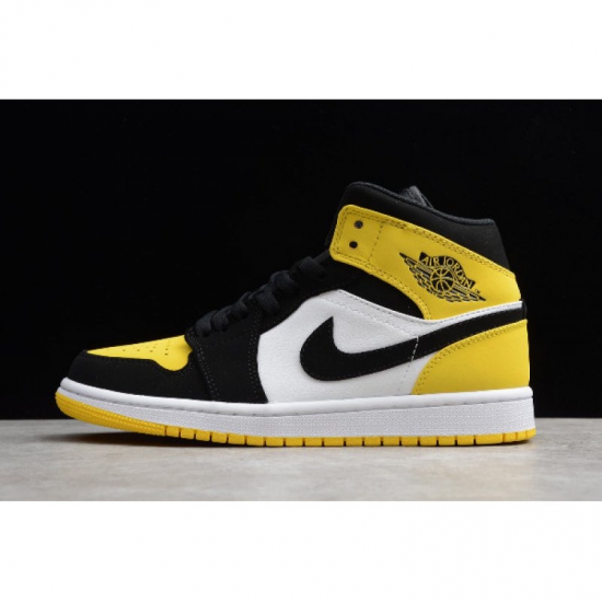2019 Air Jordan 1 Mid SE "Yellow Toe" Black/Tour Yellow-White 85 - Click Image to Close
