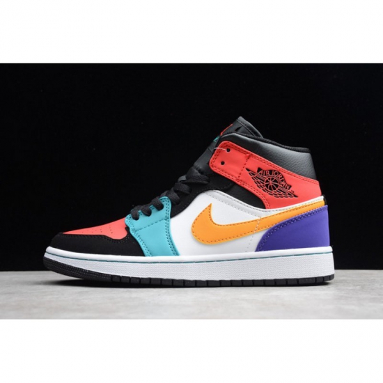 2018 Air Jordan 1 Mid "Multi-Color" White/Red/Multi-Colore 55472 - Click Image to Close