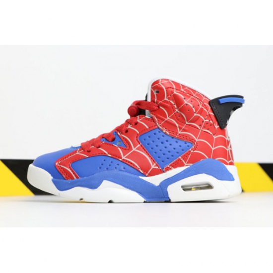 Kid's Air Jordan 6 "Spider-Man" Red/Blue-White For Sale - Click Image to Close