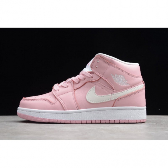2019 Air Jordan 1 Mid GS Deadly Pink/Grey Fog-White 555112-100 - Click Image to Close