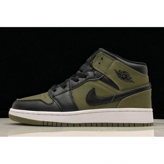 Air Jordan 1 Mid GS Olive Canvas/Black-White 554725-301 - Click Image to Close