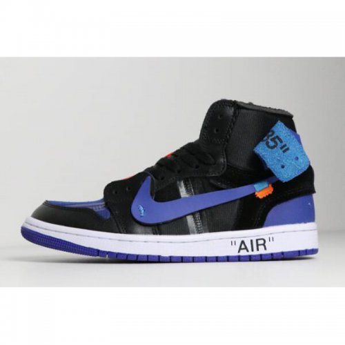 Off-White x Air Jordan 1 Black/Royal Blue-White AA3834-002 For S